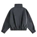 Stand Collar Vintage Washed Short-sleeved Denim Baseball Jacket