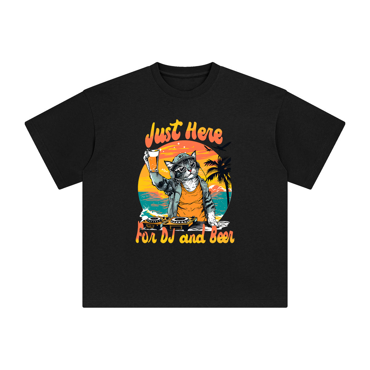Just Here For The Beer And DJ Graphic Tee-INNBLAC Fashion Apparel