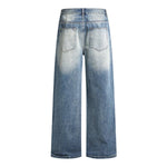 High Street Gradient Washed Whiskered Wide Leg Denim Jeans