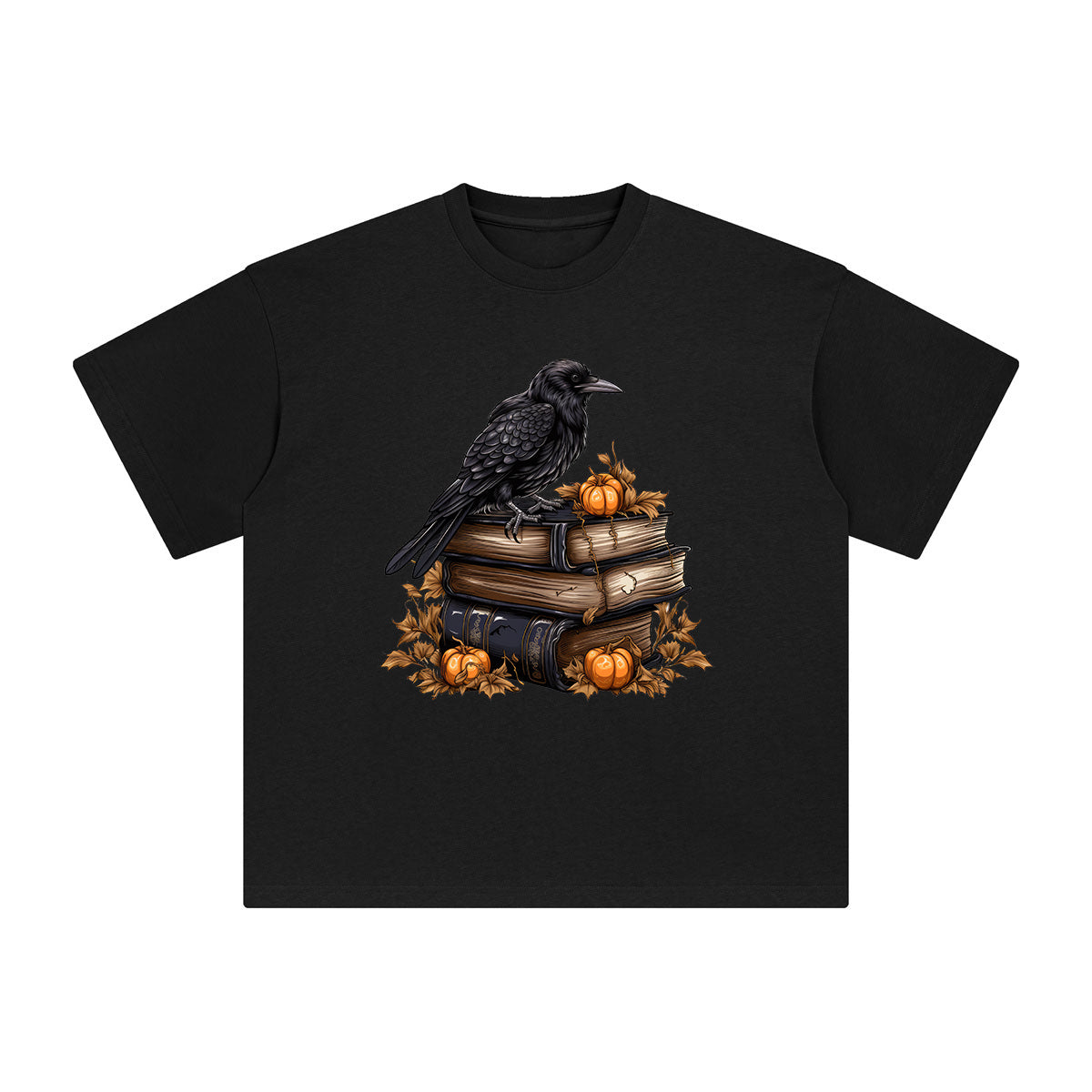 Halloween Book & Bird Graphic Tee-INNBLAC Fashion Apparel