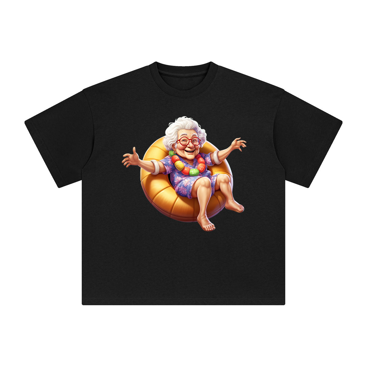 Grandma Lying On The Float Graphic Tee-INNBLAC Fashion Apparel