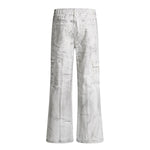 Graffiti Spray Washed Baggy Flared Denim Pants