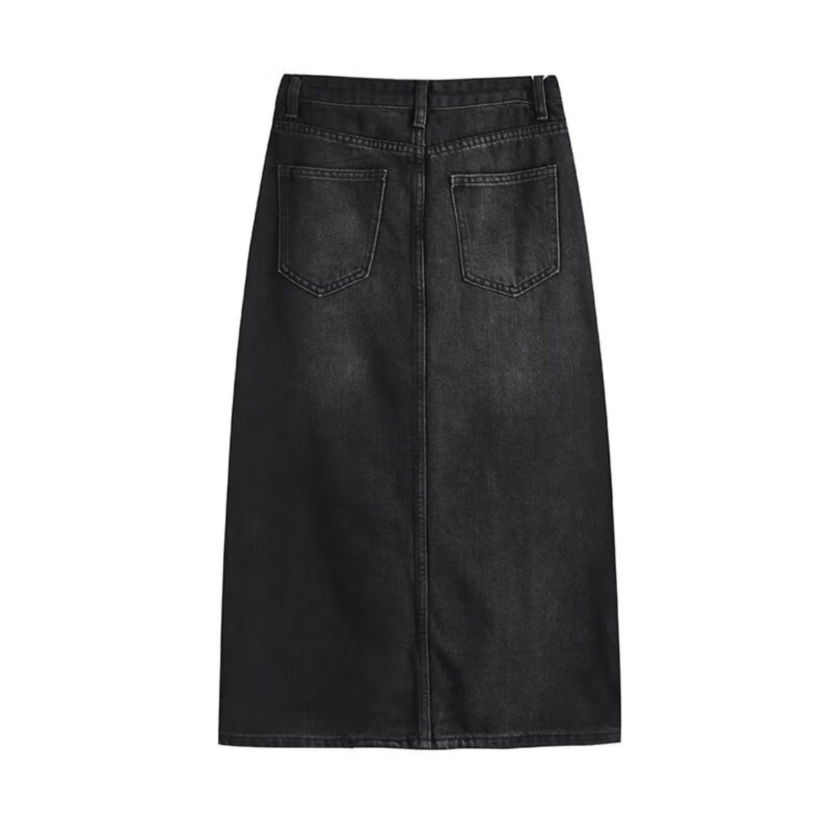 Falda vaquera con bordado de perlas y lavado vintage