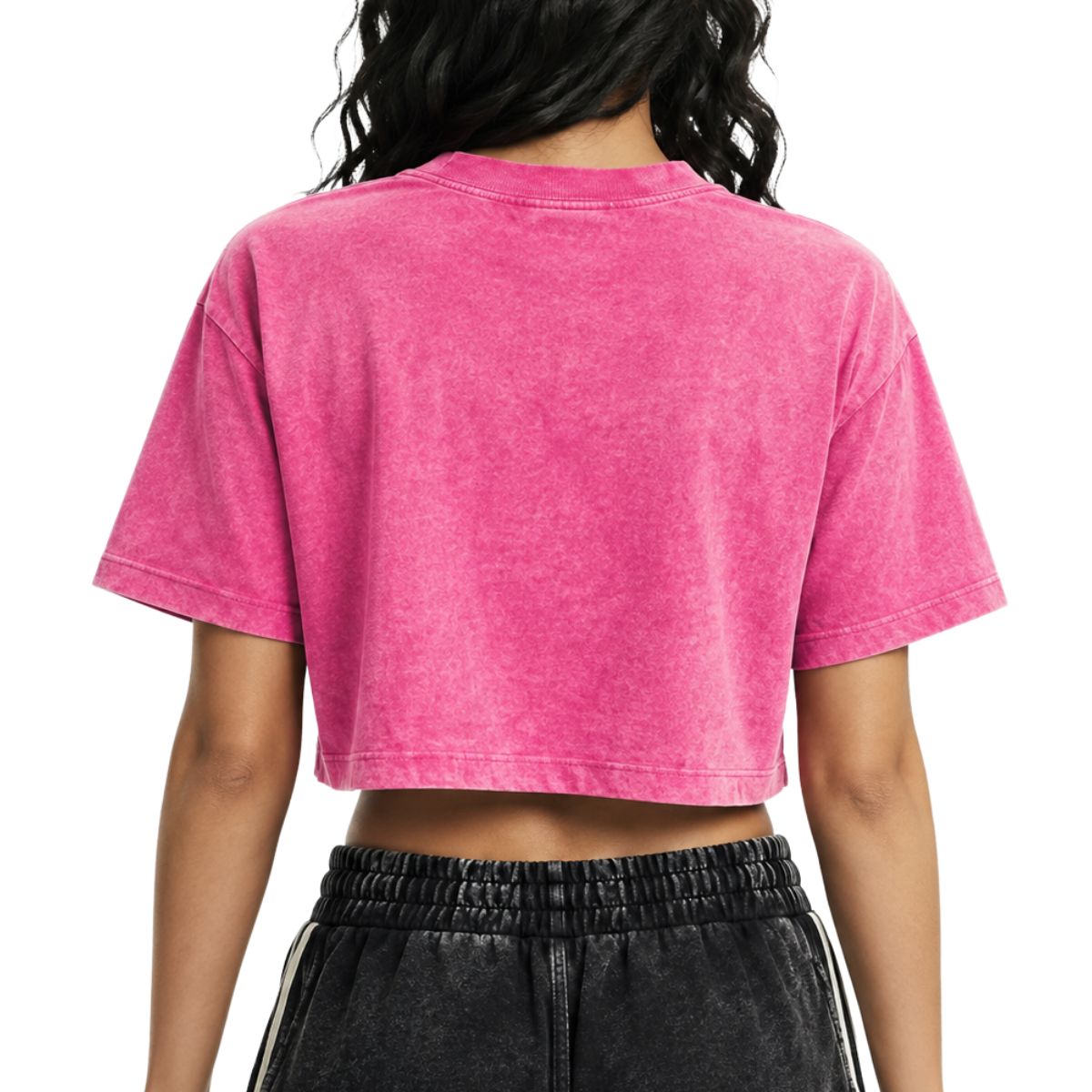 Women's Loose Fit Acid Wash Cropped Short Sleeve T-Shirt