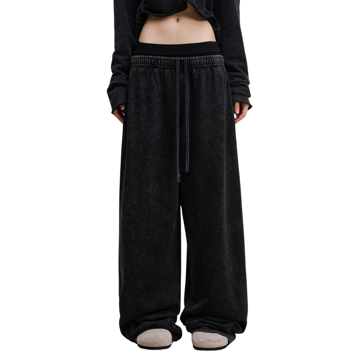 Heavy Wash Cotton Double Waistband Sweatpants