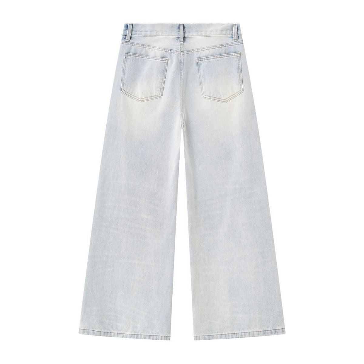 Vintage Washed Distressed Gradient Stripe Wide Leg Jeans