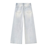 Vintage Washed Distressed Gradient Stripe Wide Leg Jeans