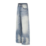 Vintage Light Wash Wide Leg Jeans with Whiskered Fade
