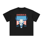 America Sheep Skull Graphic Tee-INNBLAC Fashion Apparel