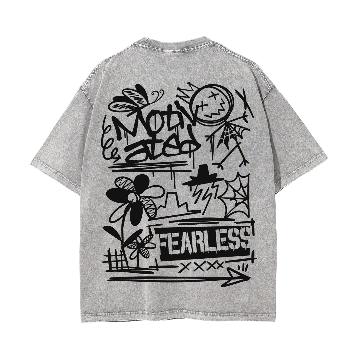 Motivated Graffiti Streetwear Graphic Washed Tee-INNBLAC Fashion Apparel