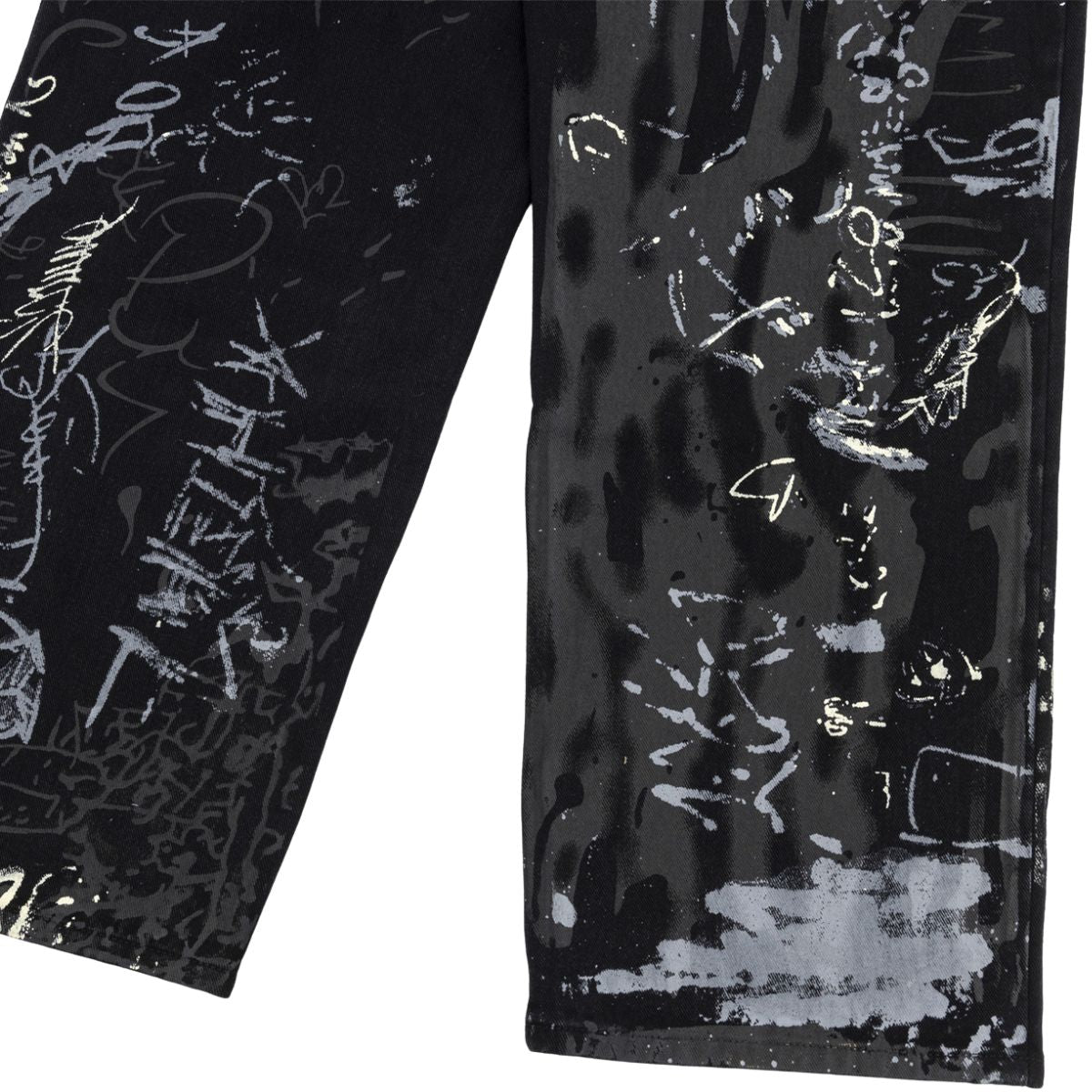 Smoke Rise Graffiti Black Wide-Leg Printed Jeans