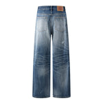 Vintage Splash Paint Washed Whisker Denim Pants