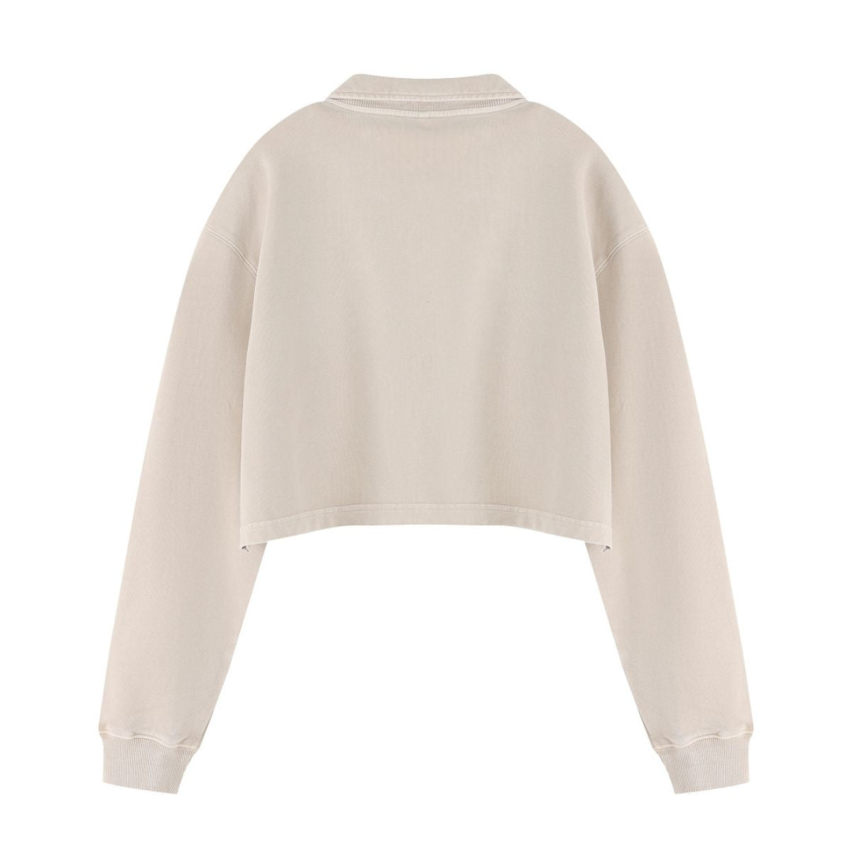 Heavyweight Snow Wash Collared Cropped Long Sleeve Sweatshirt