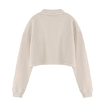 Heavyweight Snow Wash Collared Cropped Long Sleeve Sweatshirt