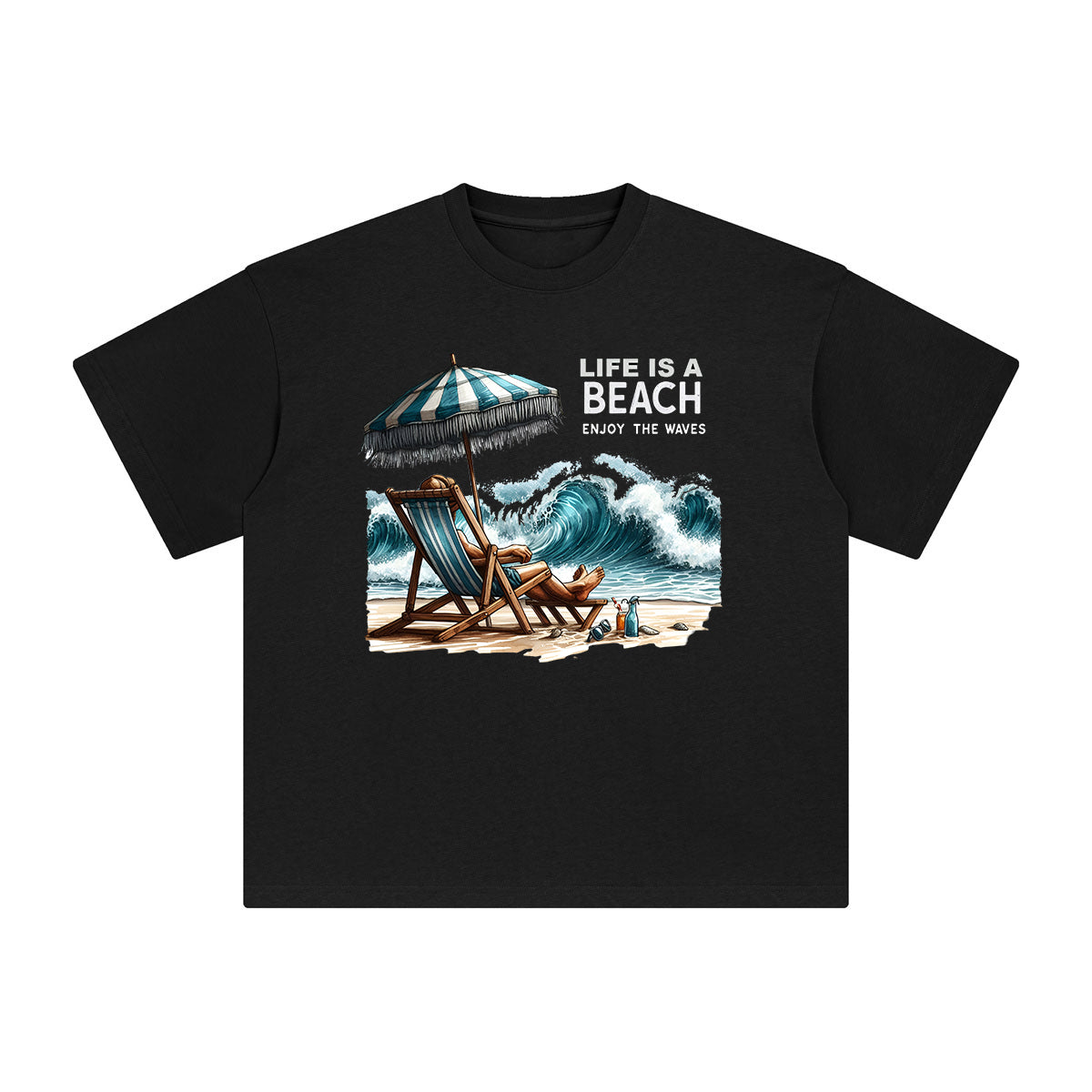 Life Is A Beach Enjoy The Waves Graphic Tee-INNBLAC Fashion Apparel