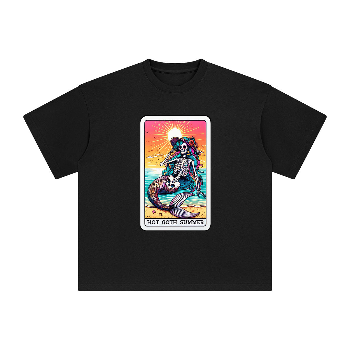 Skeleton Hot Goth Summer Graphic Tee-INNBLAC Fashion Apparel