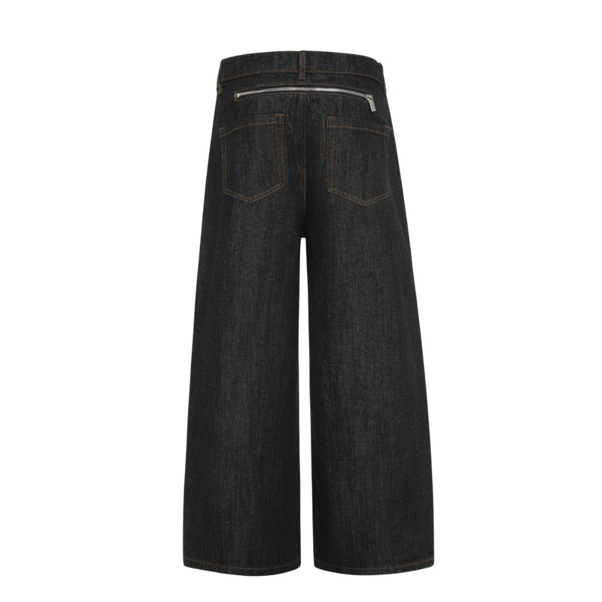 Washed Distressed Wide Leg Denim Jeans