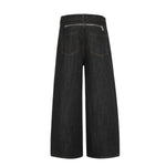 Washed Distressed Wide Leg Denim Jeans