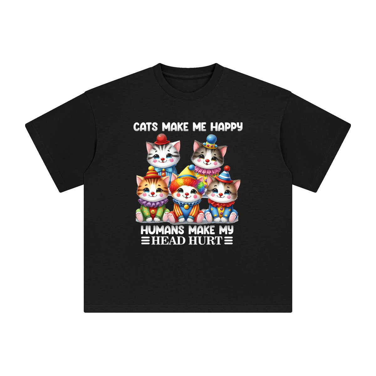 Cats Make Me Happy Graphic Tee-INNBLAC Fashion Apparel