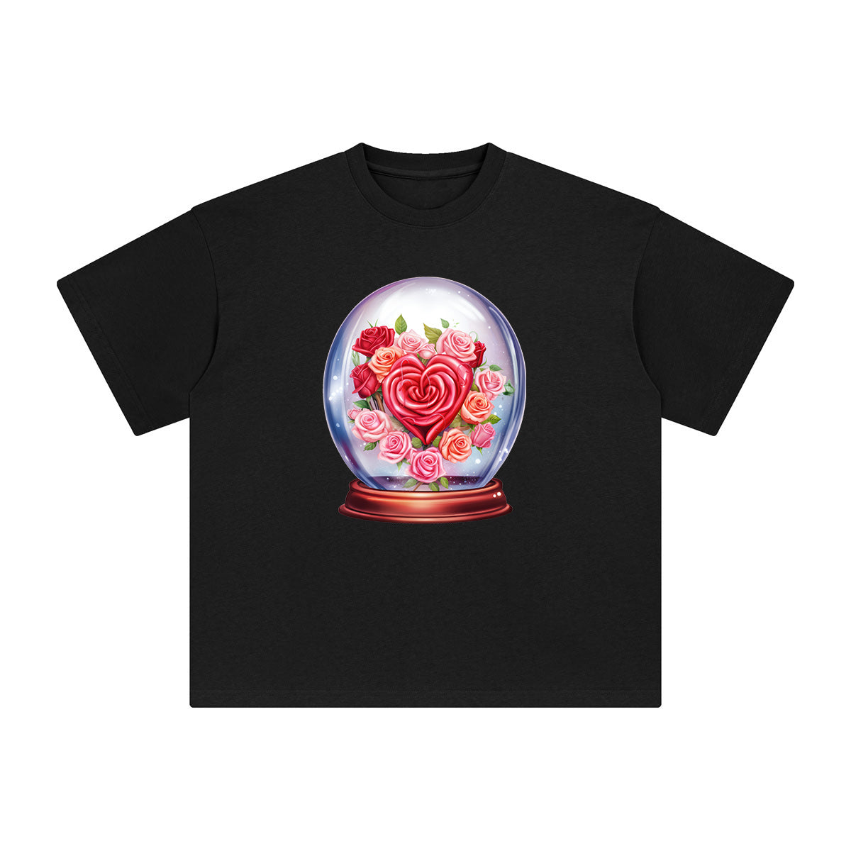 Valentine Roses Globe Graphic Tee-INNBLAC Fashion Apparel
