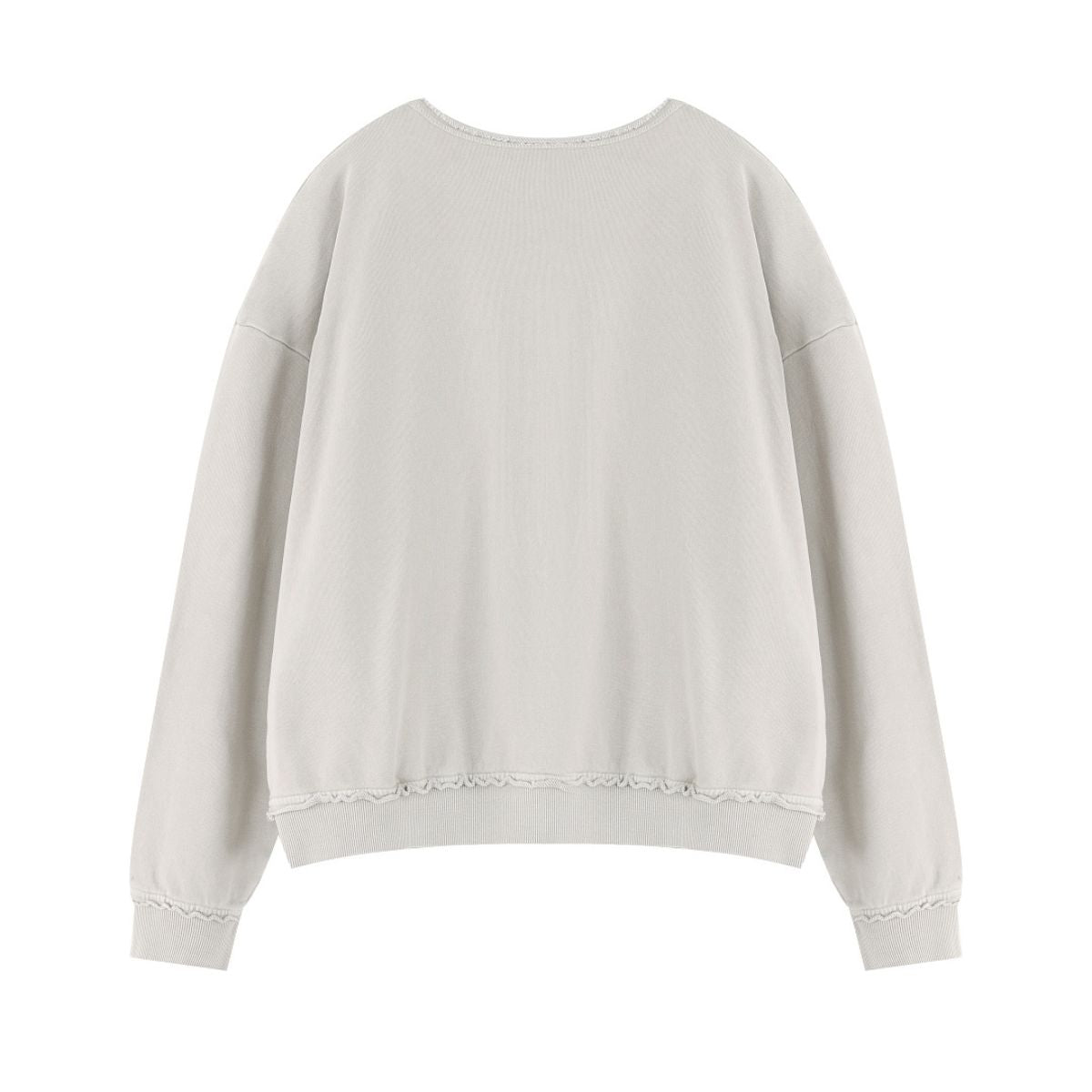 Loose Crew Neck Raw Edge Washed Sweatshirt