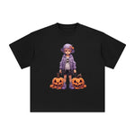 Halloween Boy & Pumpkin Graphic Tee-INNBLAC Fashion Apparel