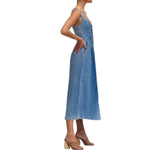 Vestido midi de mezclilla ajustado con botones