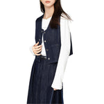 Women's Boxy Cropped Denim Vest