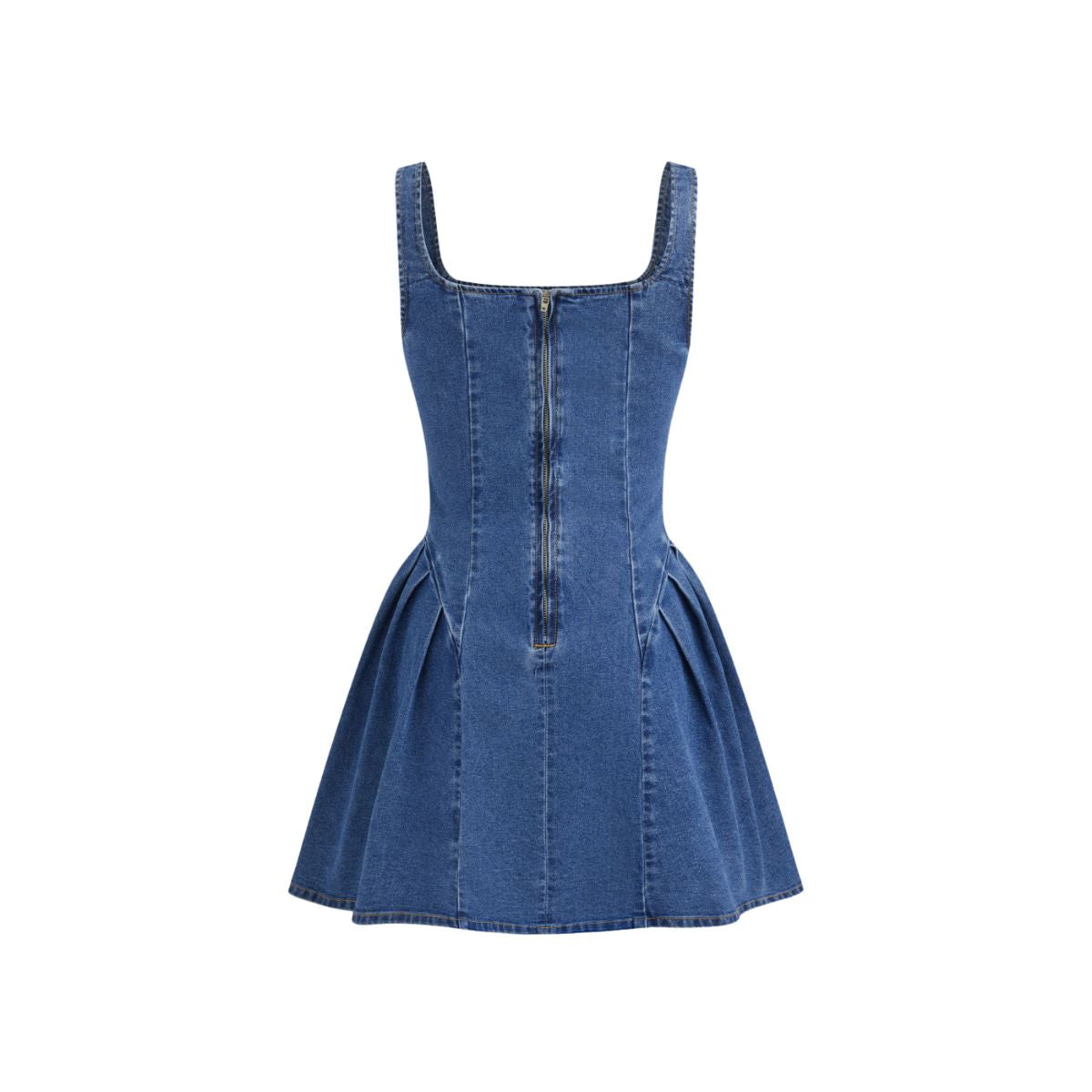 Falda vaquera con bordado de perlas y lavado vintage