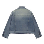 Men's American Zipper Design Washed Distressed Denim Jacket