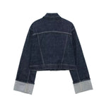 Roll-Up Sleeves Cropped Denim Jacket