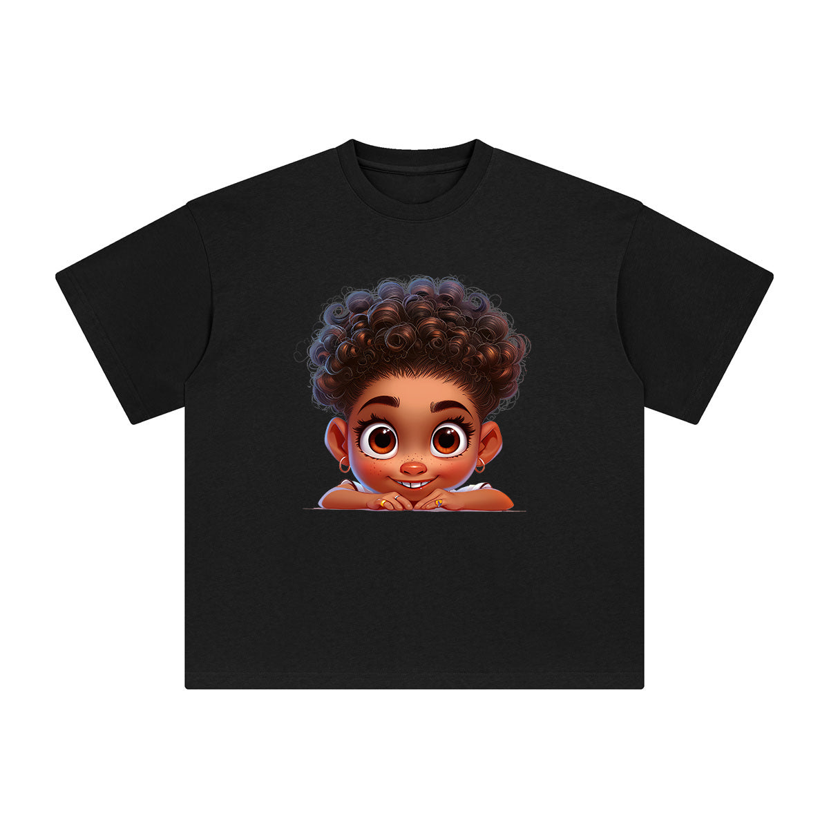 Peeking Boo Girl Graphic Tee-INNBLAC Fashion Apparel