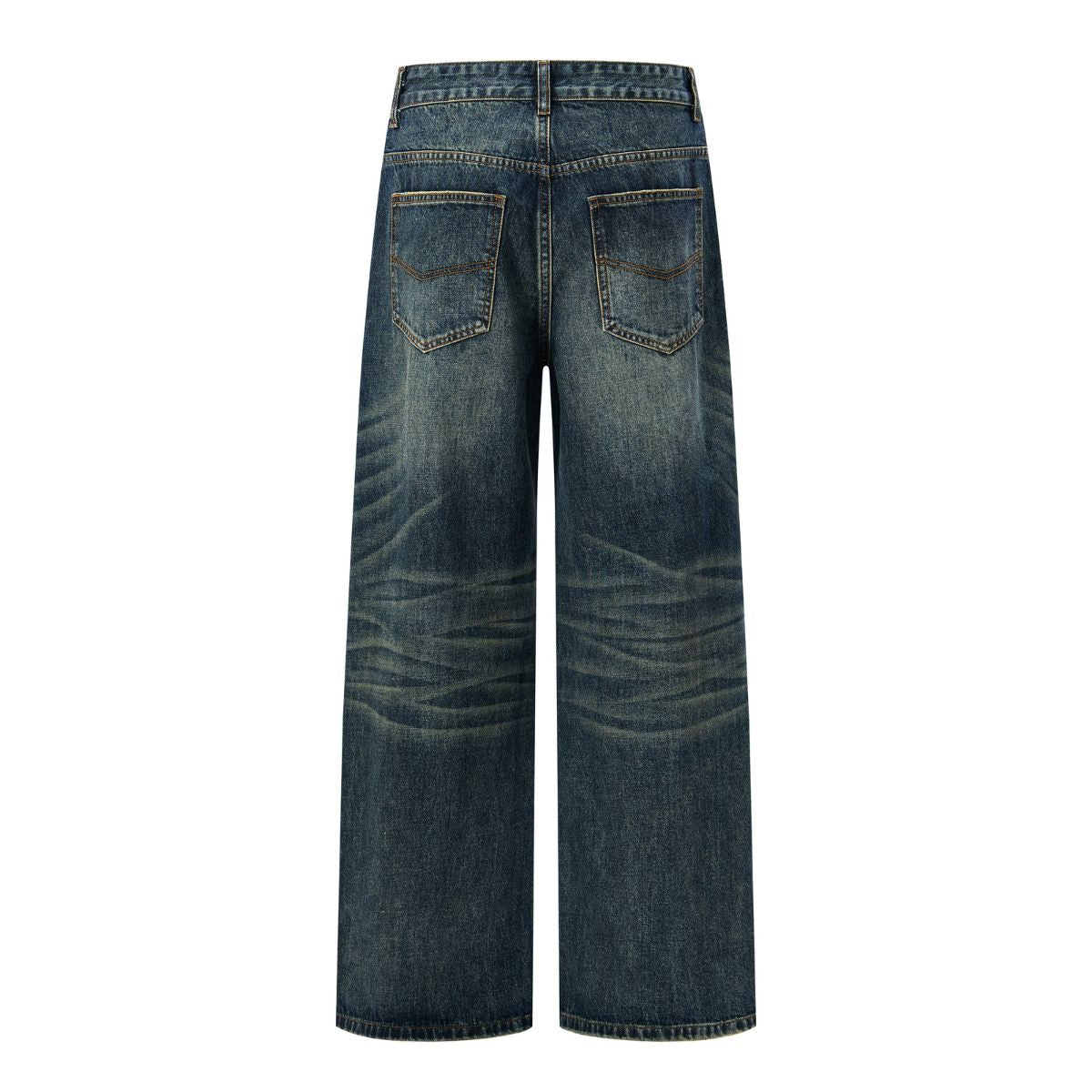 Vintage Washed Relaxed Crinkled Denim Jeans