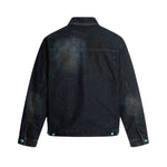 Original Sapphire Turquoise Button Retro Street Loose Washed Distressed Denim Jacket