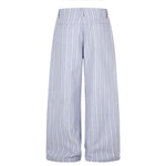 Vintage Contrast‑Stripe Pleated Relaxed Wide‑Leg Casual Trousers