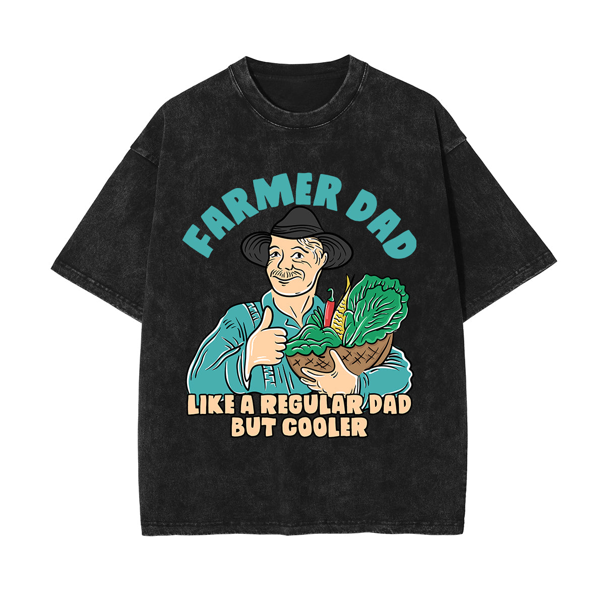 Farmer Dad Graphic Washed Tee-INNBLAC Fashion Apparel