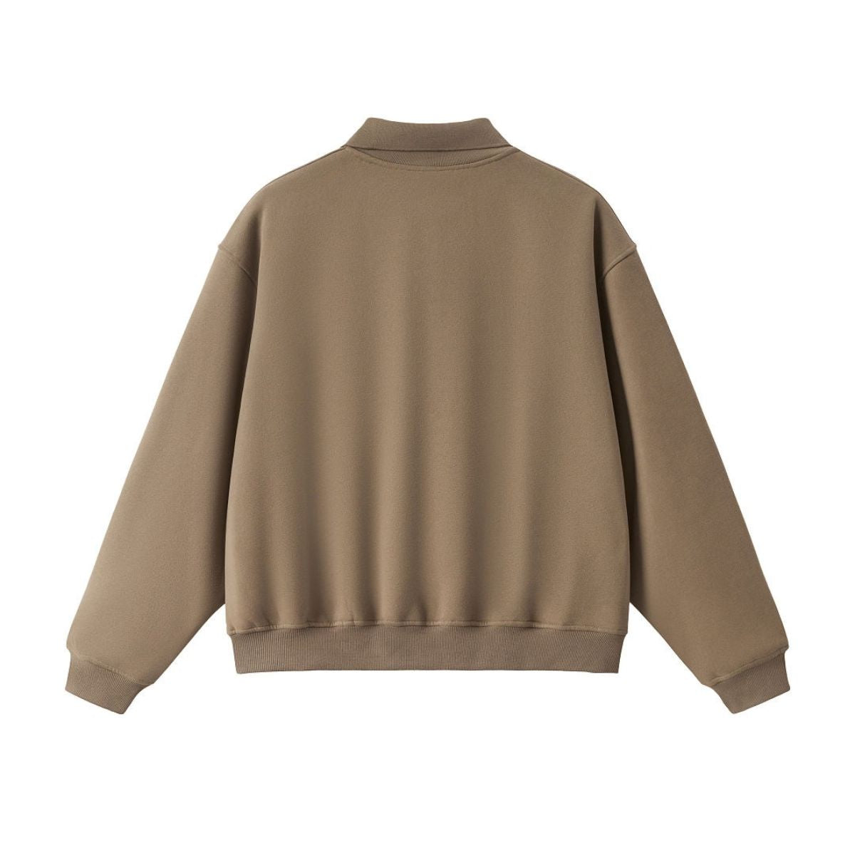 Old Money Cropped Polo Collar Fleece Sweatshirt