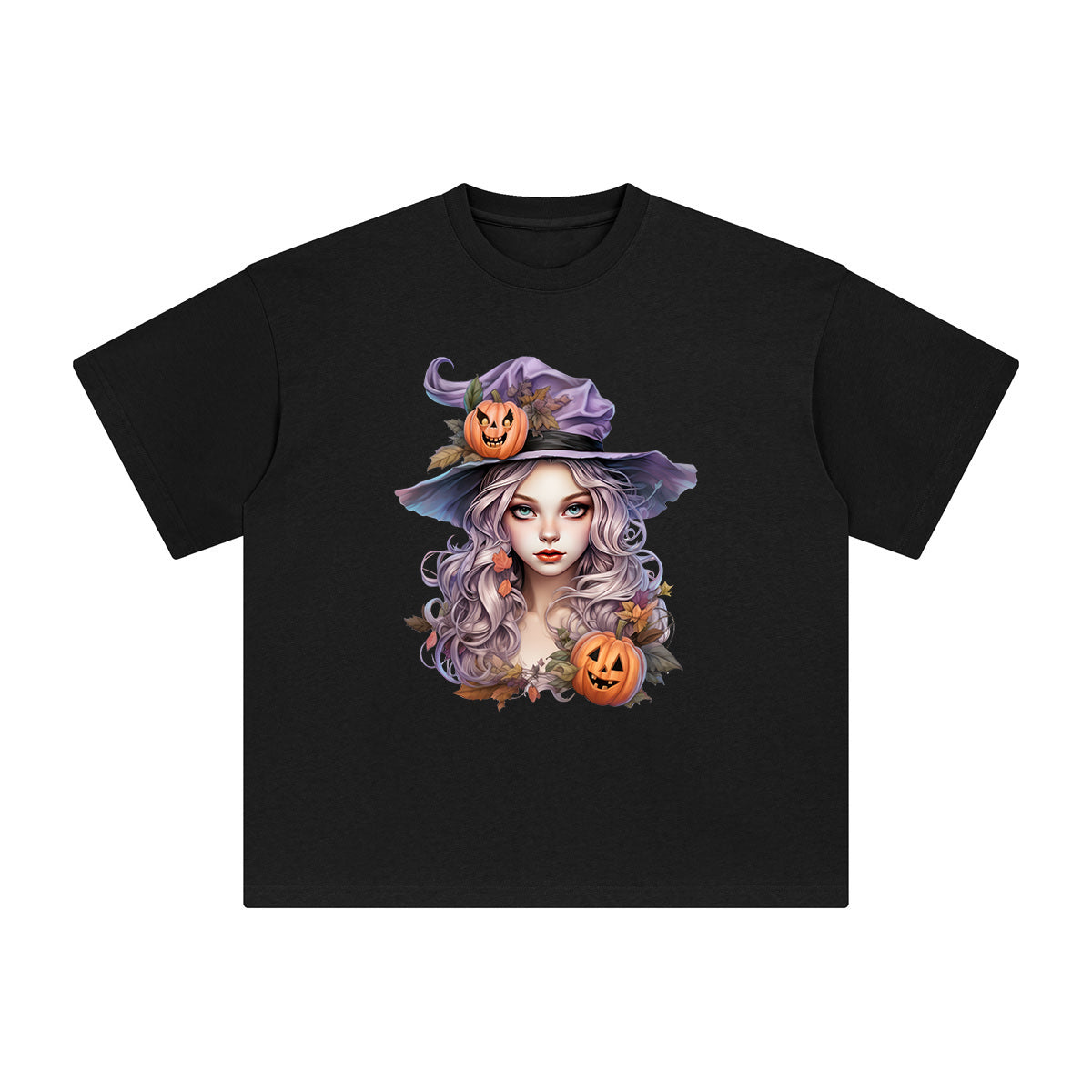 Witch & Pumpkin Graphic Tee-INNBLAC Fashion Apparel