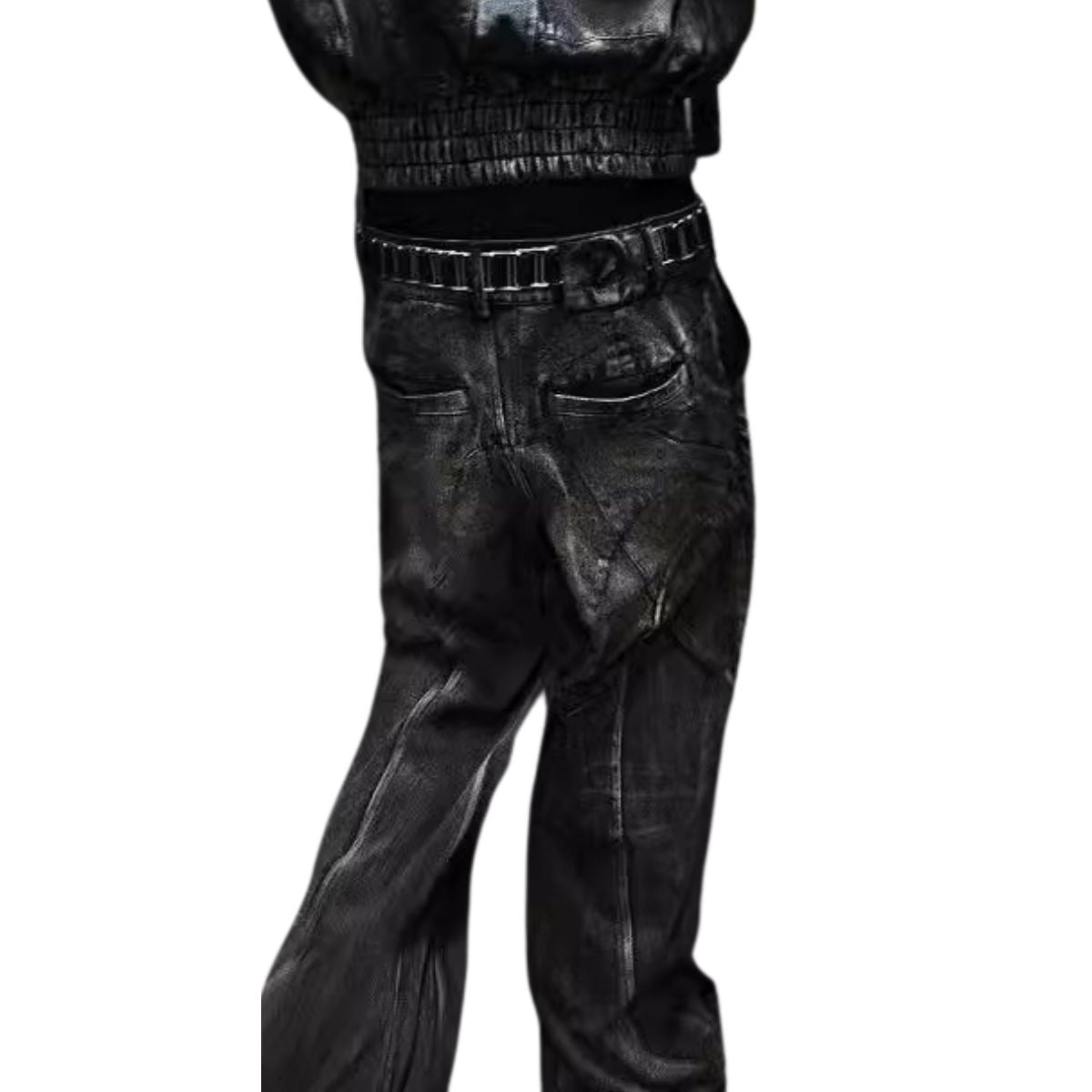 Vaqueros ombré con recortes y bordados florales de mariposas