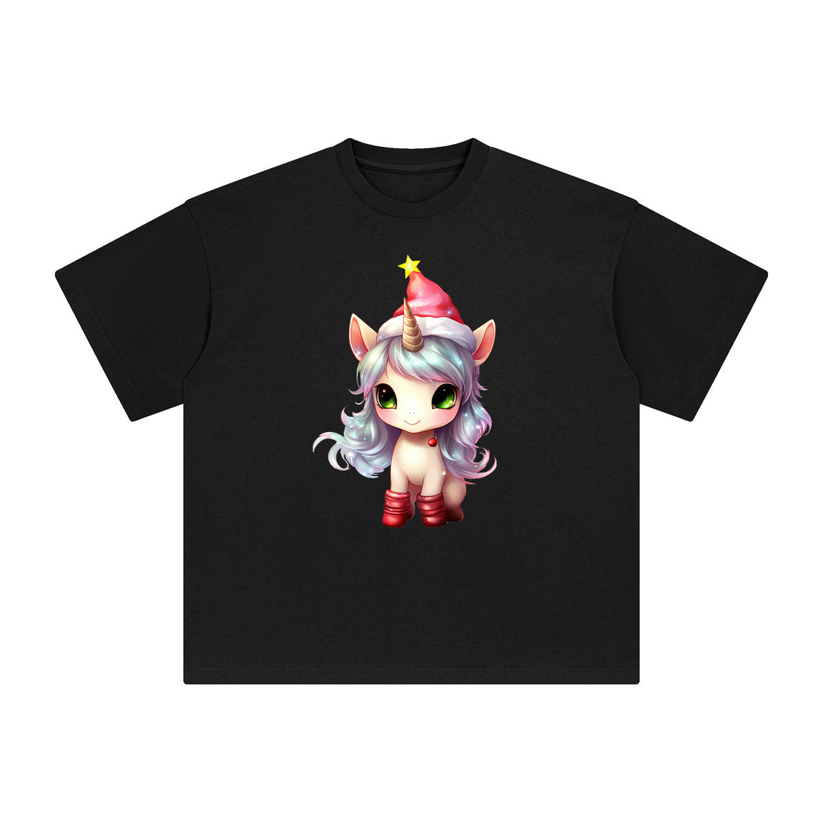 Pastel Christmas Baby Unicorn Graphic Tee-INNBLAC Fashion Apparel