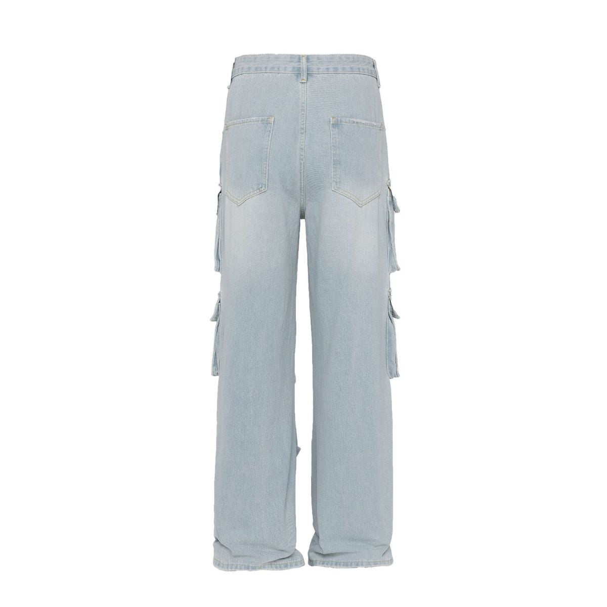 Vintage Washed Multi-Pocket Loose Cargo Jeans