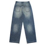Vintage Blue Cat Whisker Studded Baggy Jeans