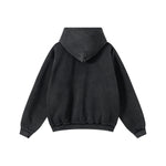 Front-Zip Raw Edge Ripped Hoodie