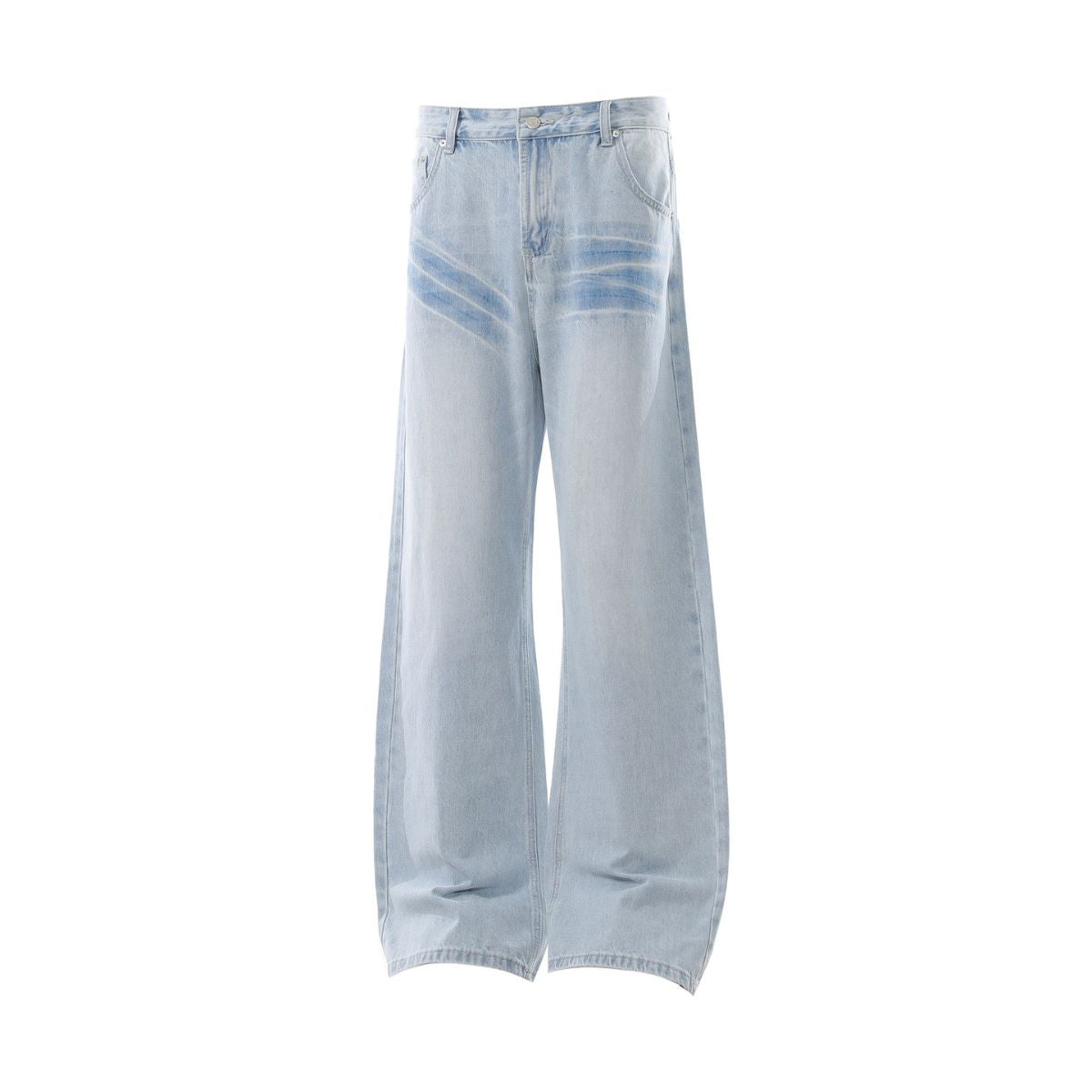 Washed Lightning Pattern Wide Flare Jeans