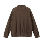 Heavyweight Cotton Stand Collar Washed Full‑Zip Sweatshirt