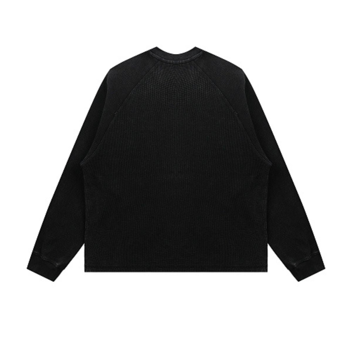 Washed Waffle Cotton Raglan Long Sleeve Tee 340G