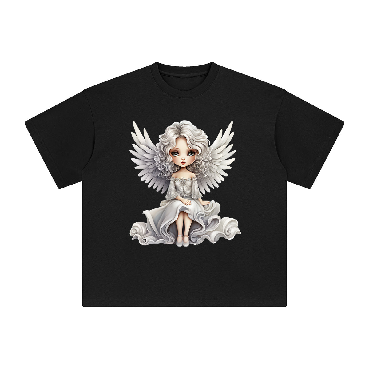 Silver Christmas Angel Graphic Tee-INNBLAC Fashion Apparel