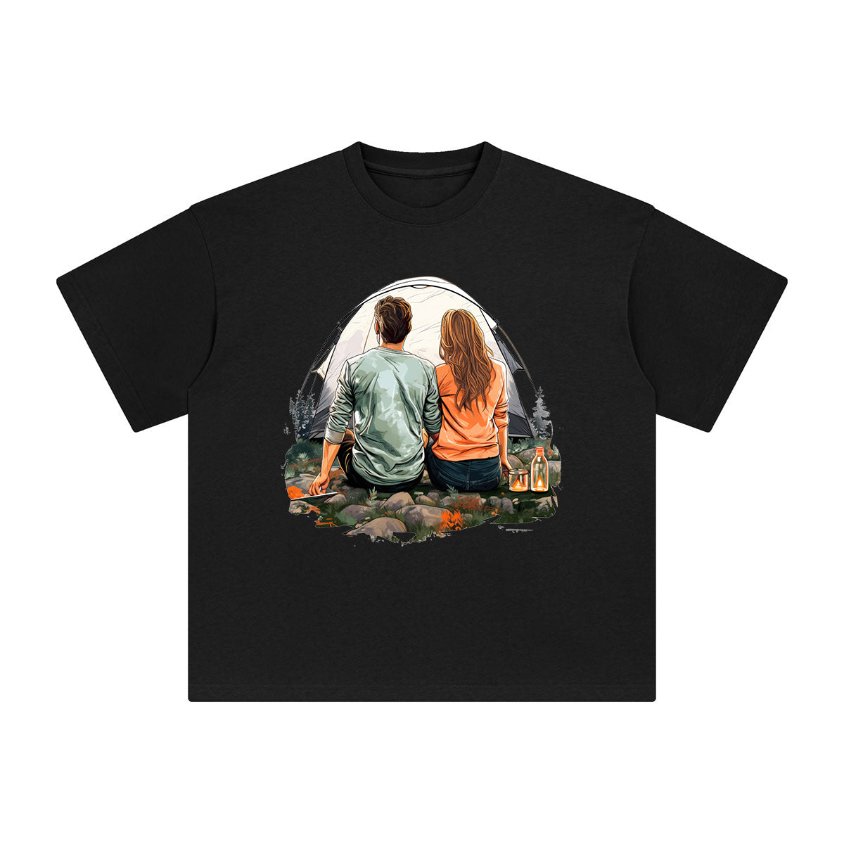 Couple Camping Graphic Tee-INNBLAC Fashion Apparel