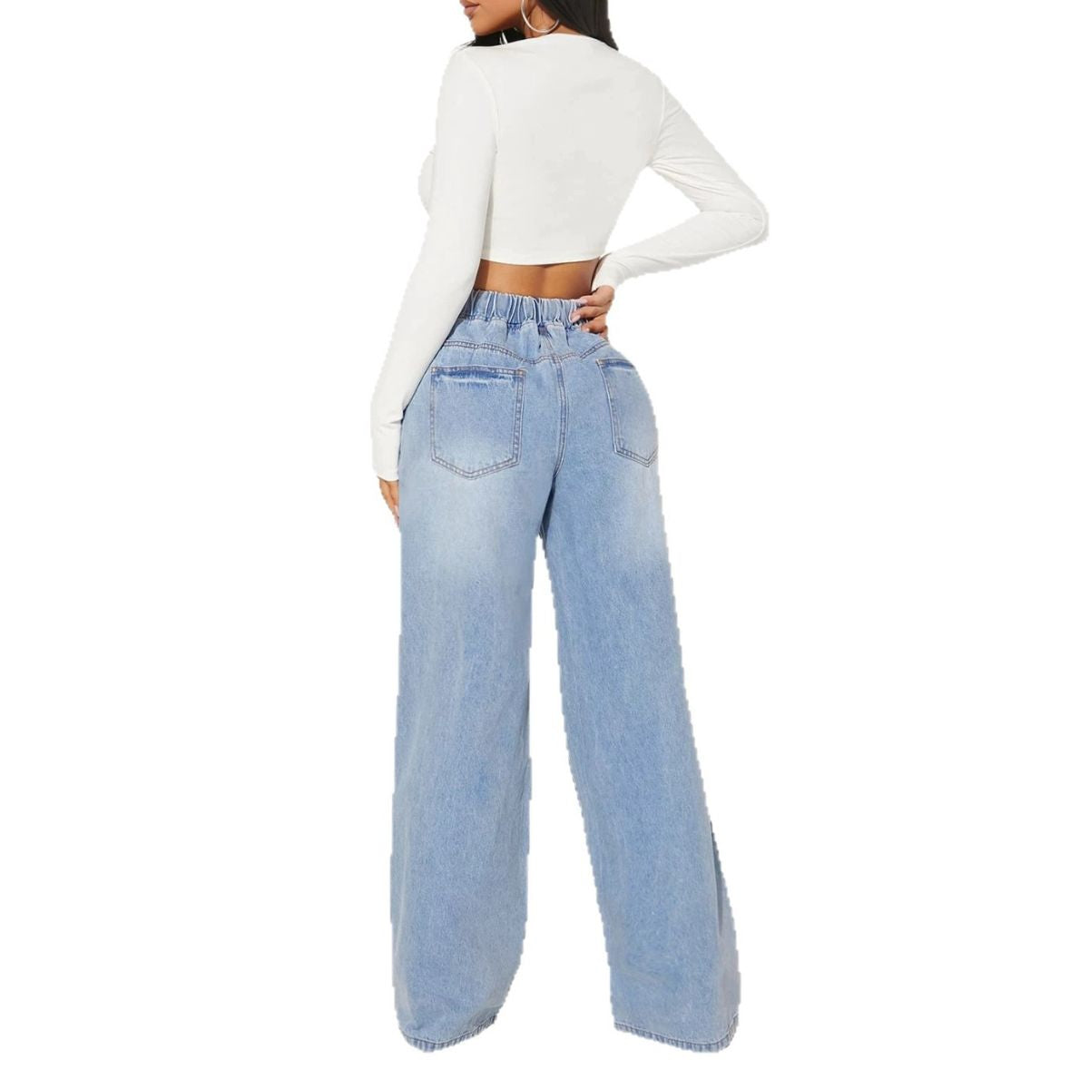 Women's Loose Wide Leg Ripped Distressed Jeans