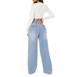Women's Loose Wide Leg Ripped Distressed Jeans